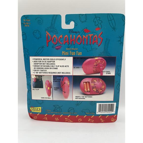 1995 Vintage Janex Disney Pocahontas Mini Fun Fan Collectible Sealed NEW! - Picture 9 of 10